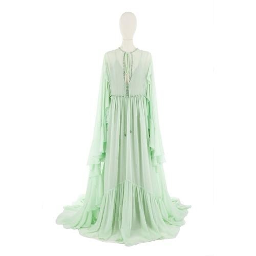Gucci Green Long Silk Georgette Gown Dress - BNWT 825570 | eBay