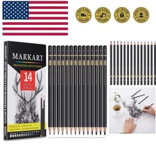 Professional Drawing Sketching Pencil Set - 14 Pieces,Graphite,12B - 4H, Idea...