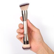 Dual Ended Foundation Brush Set Round Angled Vegan Synthetic Makeup Brushes