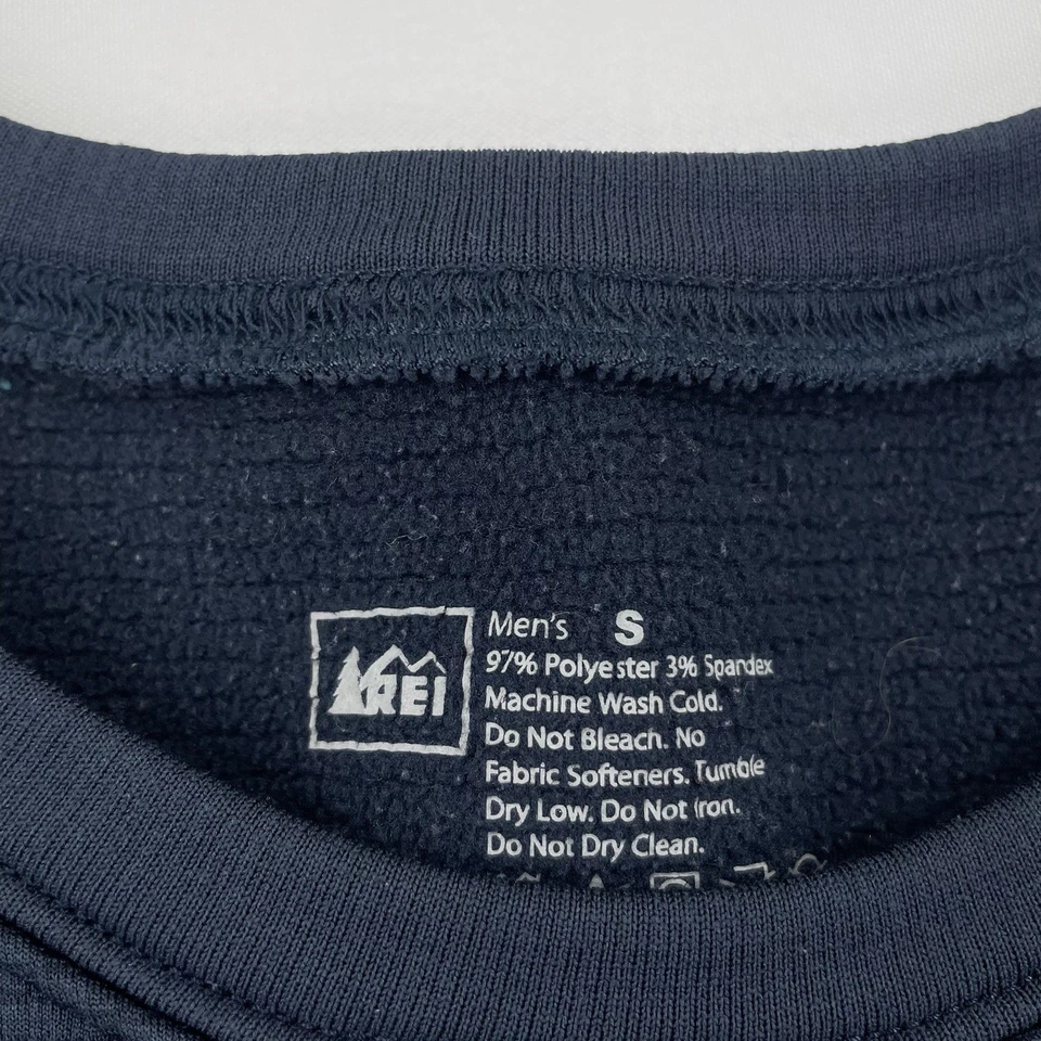 Camisa REI Manga Larga Para Hombre’s S Azul Marino Acanalada Térmica Gruesa Cuello Redondo Excelente Foto 4 de 4