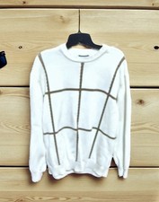 Dockers Crew Neck Men's Long Sleeve Lightweight Sweater XXL White With Brown