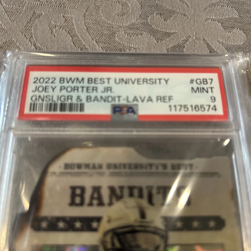 2022 Bowman Best University Joey Porter Jr Bandits Lava Refractor 16/50 PSA 9 - Image 2 of 4