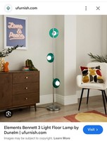 Dunelm Chrome Floor Reading Lamp With 3 Green Shades