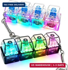 2 Pack Keyboard Fidget Keychain with LED Lights, 4-in-1 Stress Relief Clicker To