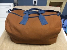 Peter Millar Brown Canvas Duffle Bag With Blue Straps
