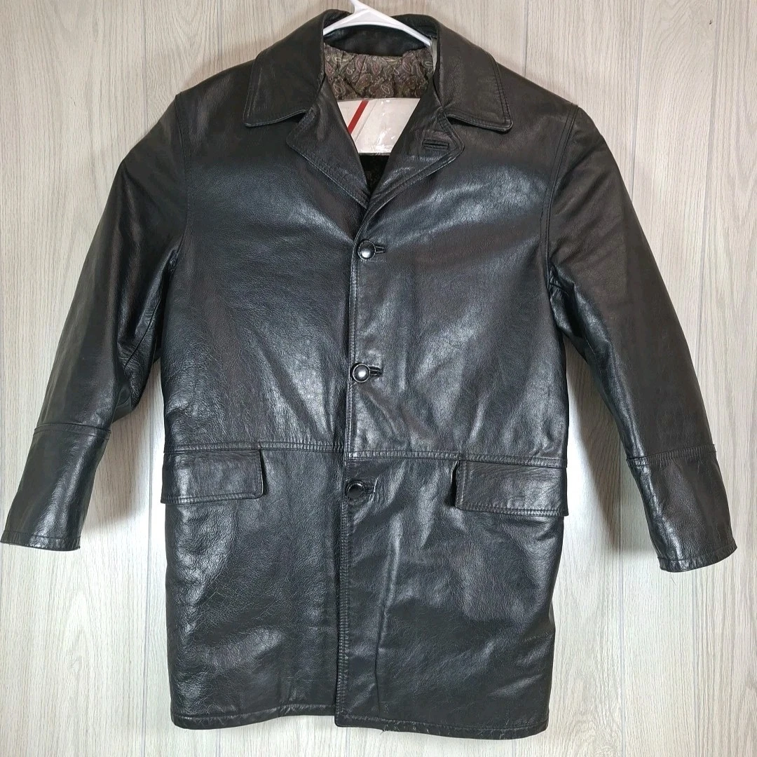 Vera Pelle Black Leather Outer Shell Coats, Jackets & Vests for