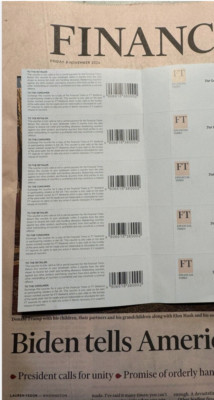 Financial Times Wochentag Mo - Fr - Zeitungspapier - 29x Gutscheine - 76,20£