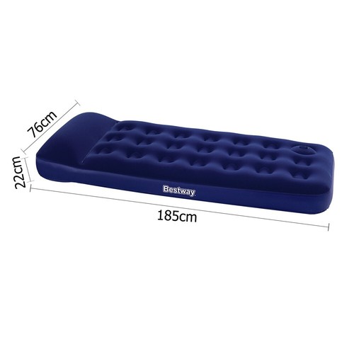 Single Blue Inflatable Mattress For Guests Camping Comfortable Blow Up Air Bed - Picture 3 of 9