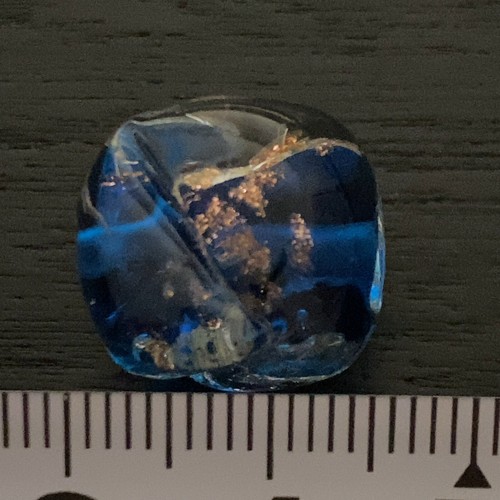 Apr-48 Japanese OJIME tombodama netsuke gold powder on transparent blue - Picture 4 of 4
