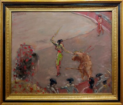 Alfonso Benavides-Bullfighter IN Action-1930s Spanische Impressionist Ölgemälde
