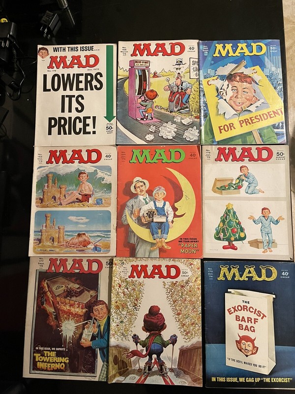 MAD MAGAZINES LOT -NINE ISSUES  NO's. 162,165, 169, 170, 172, 173, 177, 179, 185