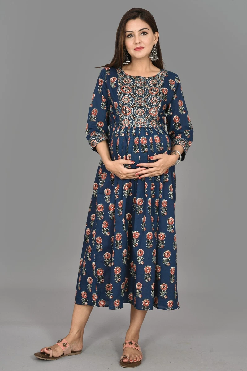 Buy WEAVERS SAGA Floral Printed Pure Cotton Fit & Flared Midi Maternity  Dress - Ethnic Dresses for Women 25882866 | Myntra