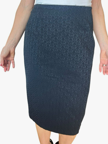 Moschino, WOMENS VINTAGE MOSCHINO BLACK COTTON ALLOVER HEART EMBROIDERED PENCIL SKIRT SZ 8