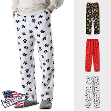 Men's Animal Paw Print Ultra Soft Plush Fleece Brushed PJ Bottom with Pockets