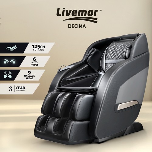 Livemor Massage Chair Electric Recliner SLtrack Shiatsu Massager Black