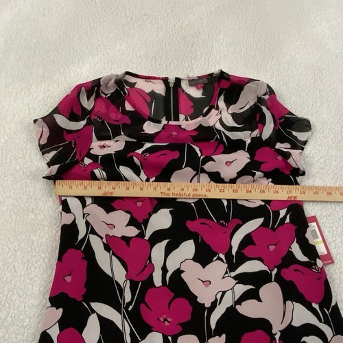 Vince Camuto Size 4 Sheath Dress Floral Pink Black Knee Length Feminine New $119 - Picture 11 of 15