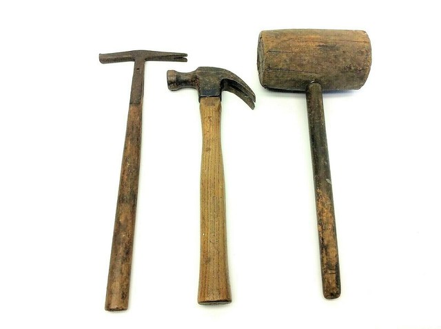 Vintage Lot Wood Handle Canadian Forged Head Carpentry Vintage Lot Wood Handle Canadian Forged Head Carpentry