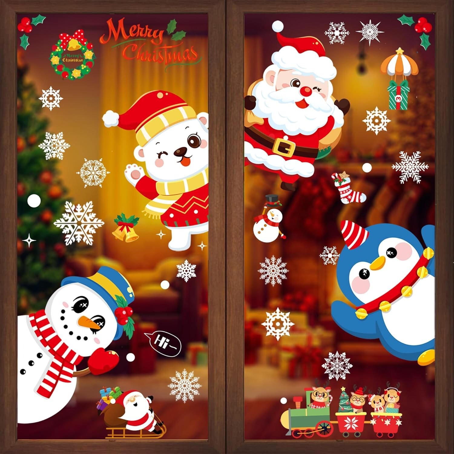 9 Sheets Reusable Christmas Window Stickers eBay