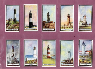 Tobacco cigarette cards set Lighthouses 1926, Land's End,Whitby,The  Needles, etc
