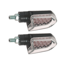 Coppia mini frecce moto LED omologate universali nere gambo corto