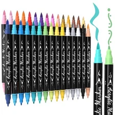 TOSHARE Acrylic Paint Markers Set - 30 Colors Dual Tip for DIY Crafts