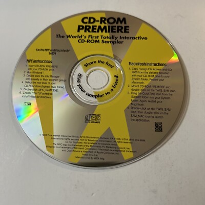 CD-ROM Premiere for Windows Mac Vintage 1993 Time Warner Interactive No Case
