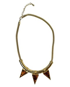 Authentic 80’s Gold Plated Tortoise Shell Triangle Spike Choker 10” Necklace