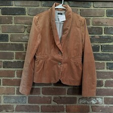 J.Crew Jacket Cotton Blazer Peplum 2 Button Front Sz 8 -36 Chest -22 Long