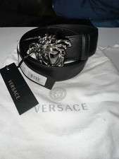 Versace NWT Black 'La Medusa' Belt (Gunmetal) 95/38