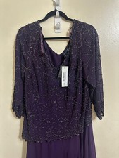 J Kara Women's Petite V-Neck with 3/4 Sleeve Long Dress SIZE 14W