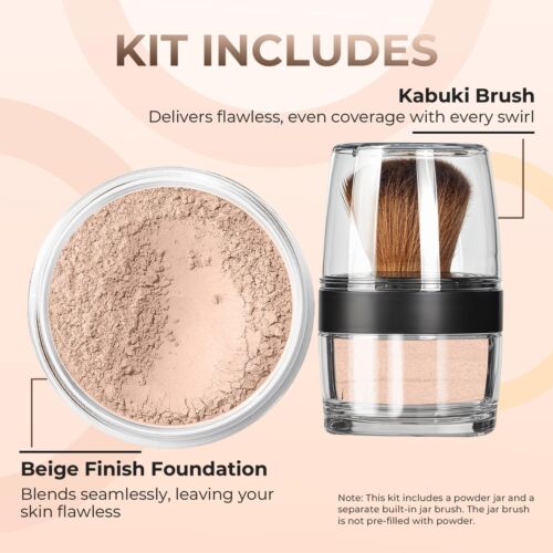 KABUKI JAR BRUSH & FOUNDATION Kit Mineral Makeup Full Size Set Bare Face Matte - 第 26/144 張圖片