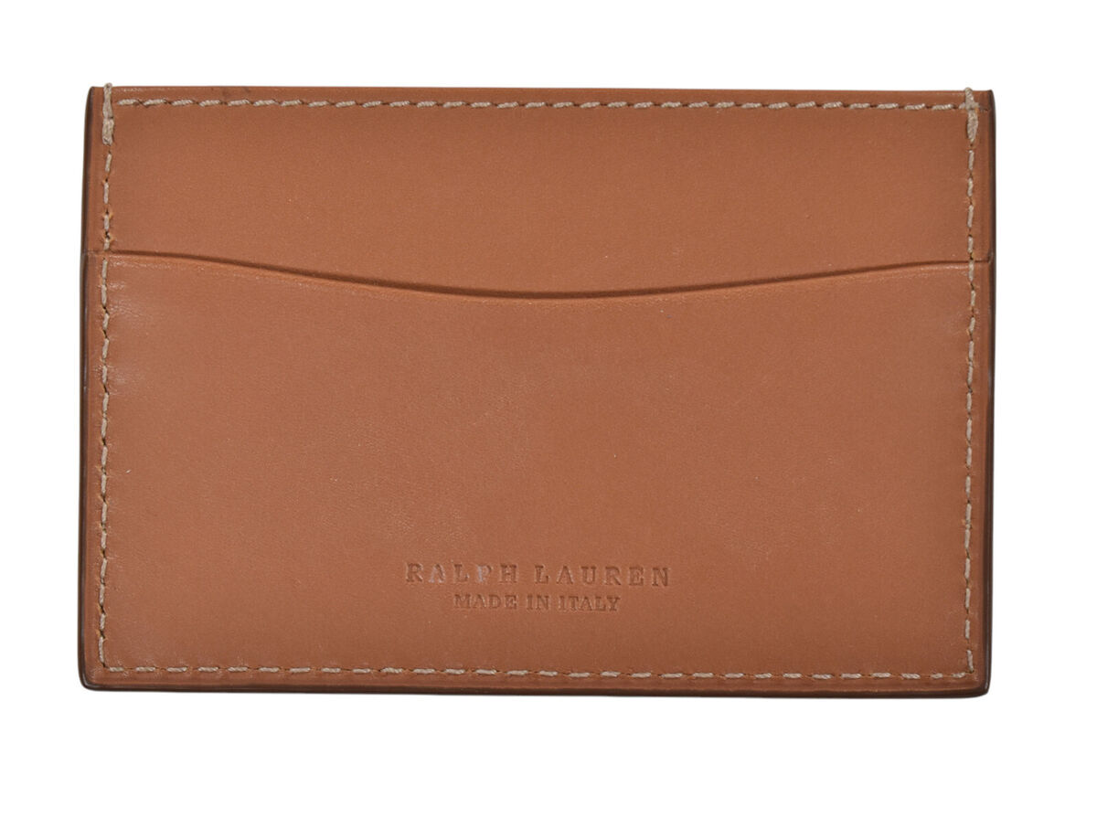 Ralph Lauren Purple Label RL Gold Leather Card Case Wallet Ralph Lauren Purple Label RL Gold Leather Card Case Wallet