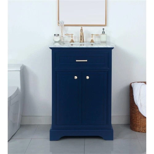 Elegant Decor Americana 24" Solid Wood and Metal Single Bathroom Vanity in Blue - Picture 7 of 8