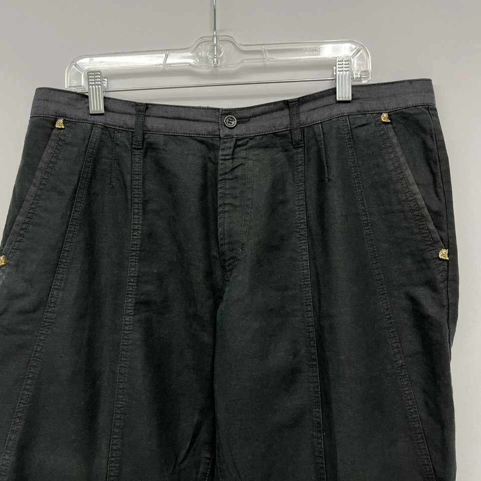 Just Cavalli Men's Sz 54 (Waist 37") Tiger Riveted Black Flare Bell Bottom Pants - Image 2 of 4