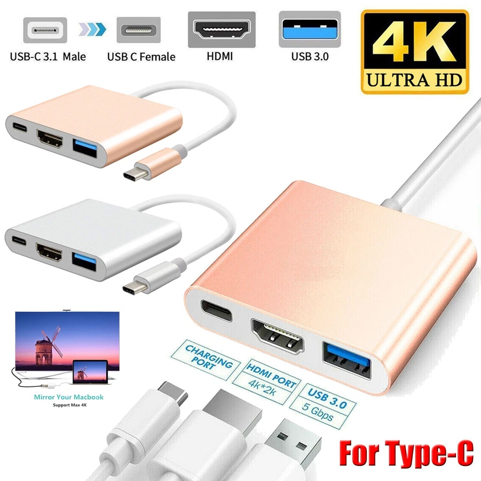 Cable adaptador USB tipo C a HDMI HDTV TV AV 4K para Apple iPhone 16 Pro Max Plus Foto 2 de 4