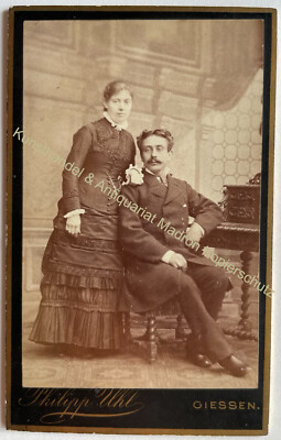 orig. CDV photo photograph around 1880 Giessen Uhl lady gentleman