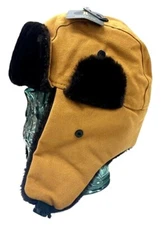 Igloos Outdoor TAN Mens Cotton Canvas Trapper Hat with Ear Flaps NWT Choose Size