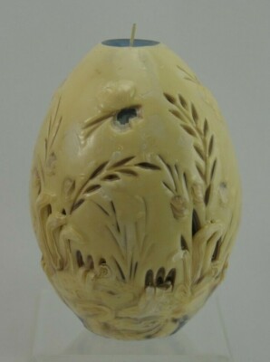 Melanie H Demmon Wax Candle Hand Carved Sculpted Flora Butterfly Vintage 1984