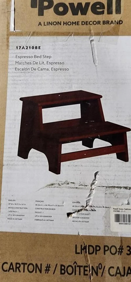 Powell Linon Decoración del Hogar Cama Espresso Paso 17A2108E Madera Mascota Sep Taburete Foto 3 de 4