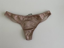 Natori 'Pli ' Satin Thong Rose Blush Size S NEW
