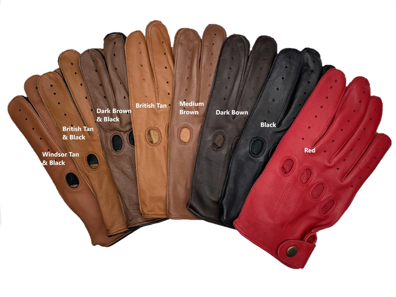 MEN'S CHAUFFEUR REAL SHEEPSKIN LEATHER CAR DRIVING GLOVES with snap