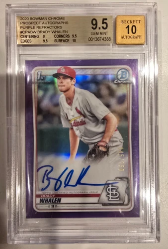 2020 Bowman Chrome Purple Ref Brady Whalen Autograph RC 145/250 BGS 9.5 /10 Auto