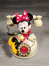 Vintage Telemania DIsney Minnie Mouse Desktop Landline Phone Pushbutton Tested