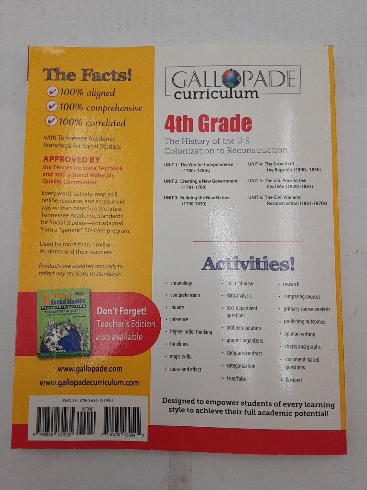 Tennessee Experience 4th Grade Social Studies Workbook Unused Falak
