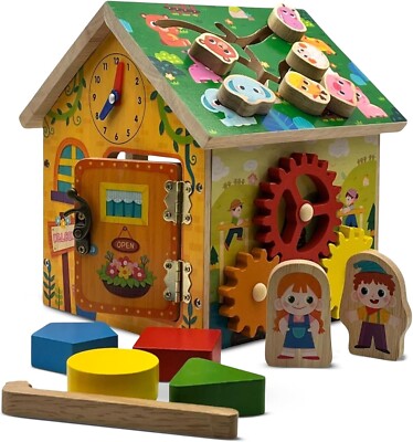 Montessori Activity Würfel aus Holz   Lernspielzeug für Kleinkinder 1-3 Jahre, Form