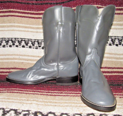 Mens Vintage Laredo Gray Leather Roper Cowboy Boots 8D/8.5  display picture 3