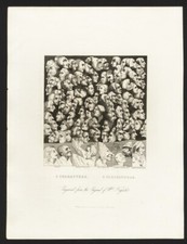 CARATTERI E CARICATURE, di HOGARTH, incisione,1840, + passepartout