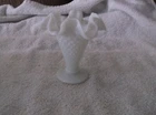 Vintage Fenton White Hobnail Milk Glass 4" Vase Ruffled Edge