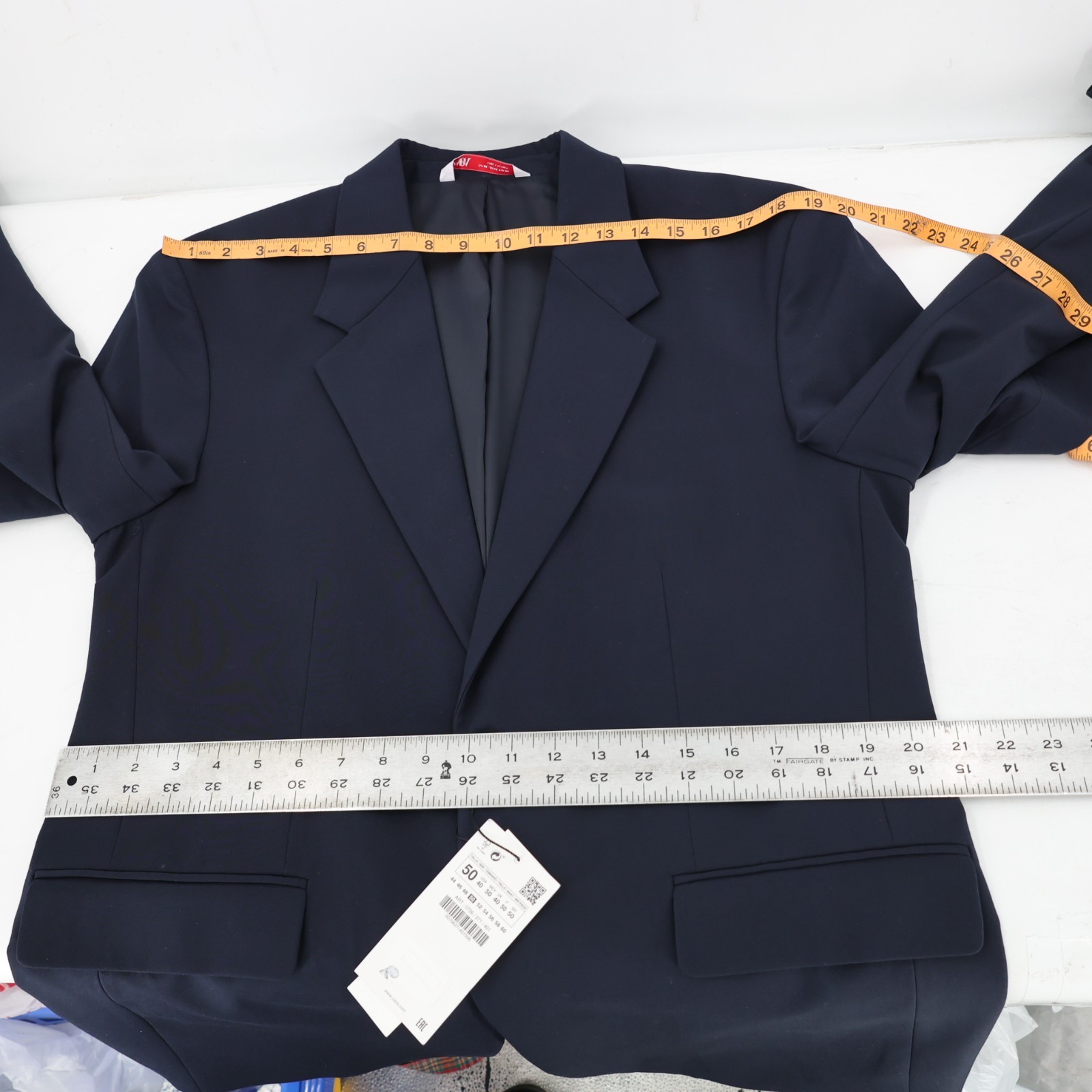 NWT Zara sport coat mens 40 Solid navy Blue Blazer Jacket Two Button notch lapel thumbnail 9