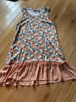 Logo Lori Goldstein Print Ruffle Hem Tank  Top New Small